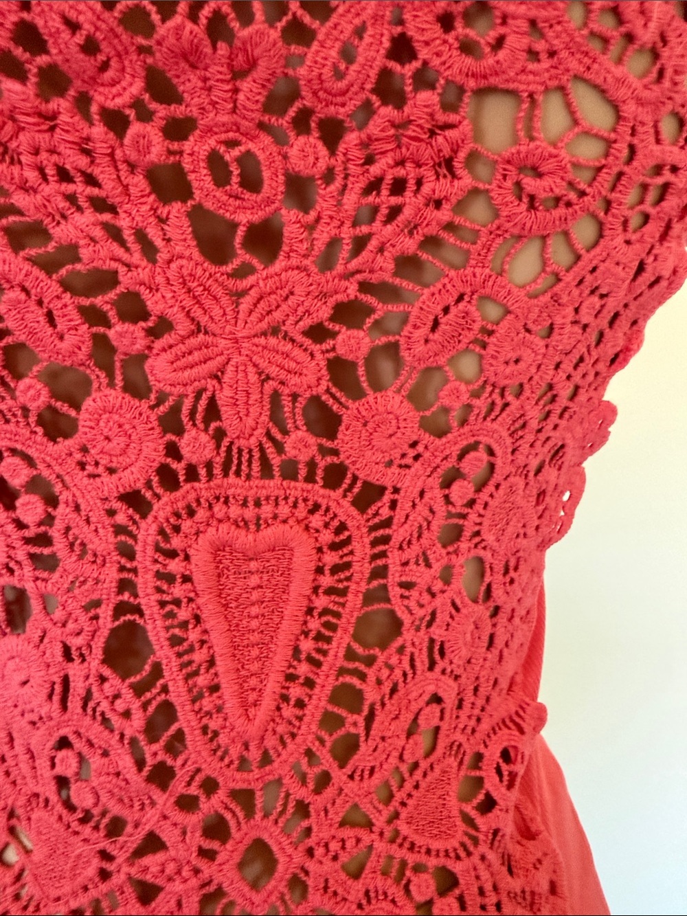 Crochet Back Coral Tank Top - Feminine Racerback Style one size - Picture 5 of 8
